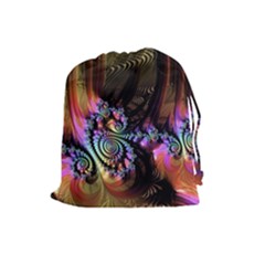 Fractal Colorful Background Drawstring Pouch (large) by Pakrebo