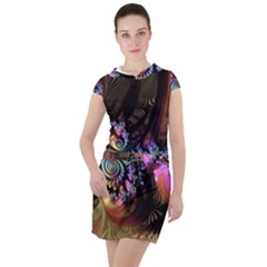 Fractal Colorful Background Drawstring Hooded Dress