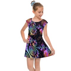 Fractal Colorful Background Kids  Cap Sleeve Dress