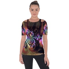 Fractal Colorful Background Shoulder Cut Out Short Sleeve Top by Pakrebo