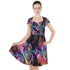 Fractal Colorful Background Cap Sleeve Midi Dress