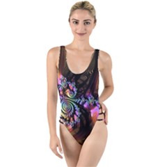 Fractal Colorful Background High Leg Strappy Swimsuit