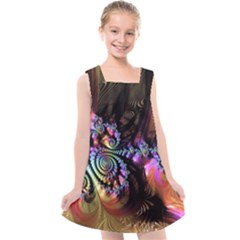 Fractal Colorful Background Kids  Cross Back Dress