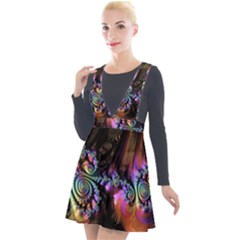 Fractal Colorful Background Plunge Pinafore Velour Dress