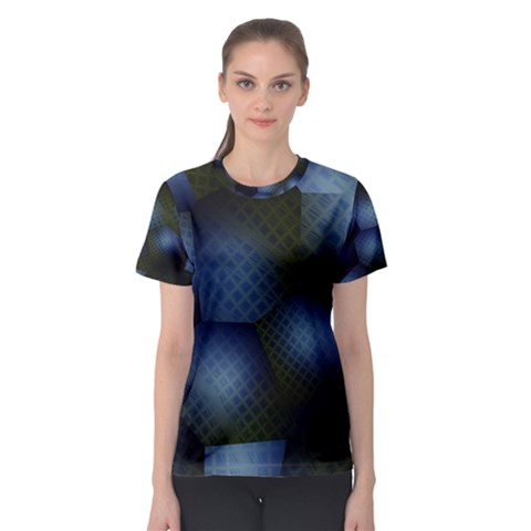 Fractal Rendering Background Green Women s Sport Mesh Tee by Pakrebo