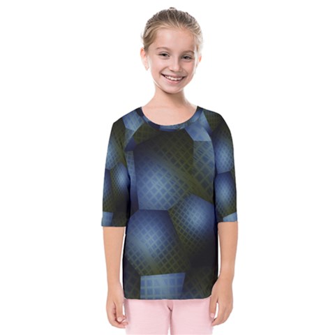 Fractal Rendering Background Green Kids  Quarter Sleeve Raglan Tee by Pakrebo