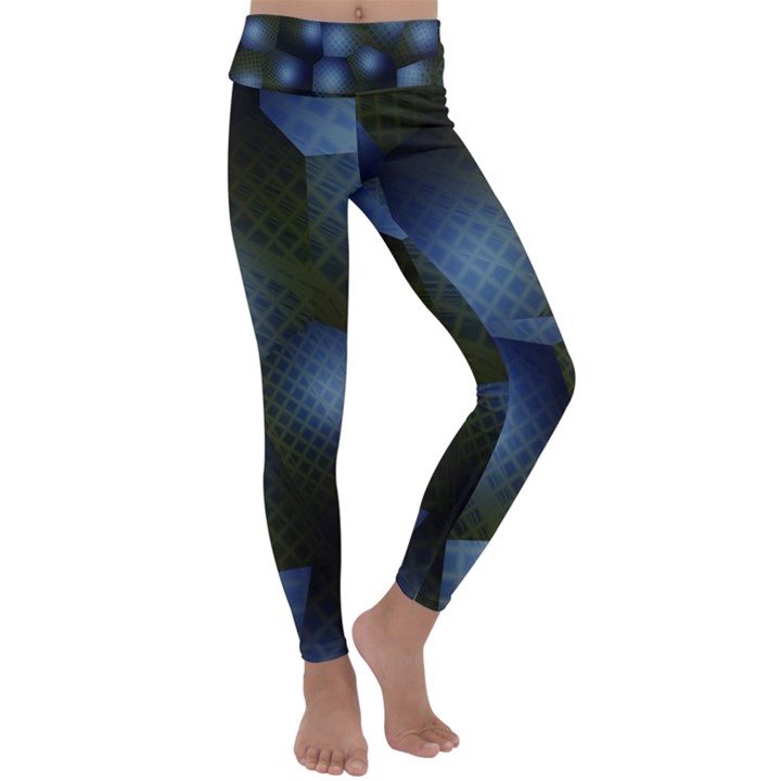 Fractal Rendering Background Green Kids  Lightweight Velour Classic Yoga Leggings