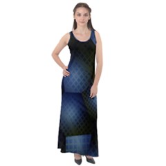 Fractal Rendering Background Green Sleeveless Velour Maxi Dress