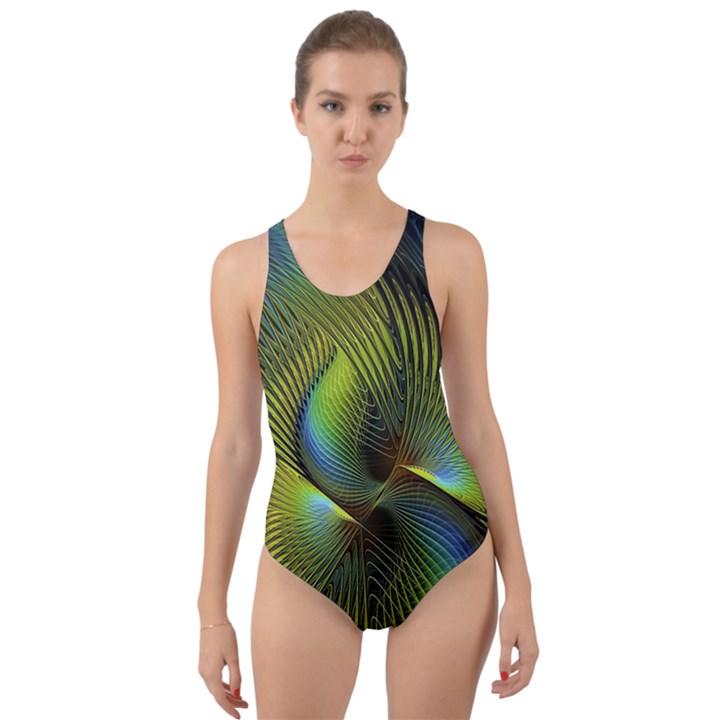 Fractal Abstract Design Fractal Art Cut-Out Back One Piece Swimsuit