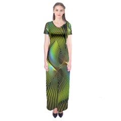 Fractal Abstract Design Fractal Art Short Sleeve Maxi Dress by Pakrebo