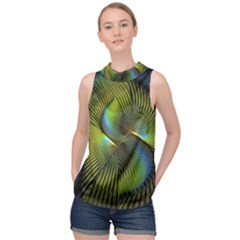 Fractal Abstract Design Fractal Art High Neck Satin Top by Pakrebo