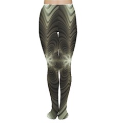 Fractal Silver Waves Texture Tights by Pakrebo