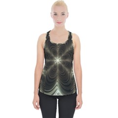 Fractal Silver Waves Texture Piece Up Tank Top by Pakrebo