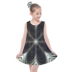 Fractal Silver Waves Texture Kids  Summer Dress