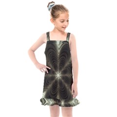 Fractal Silver Waves Texture Kids  Overall Dress