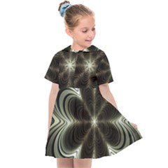 Fractal Silver Waves Texture Kids  Sailor Dress