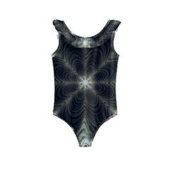 Fractal Silver Waves Texture Kids  Frill Swimsuit