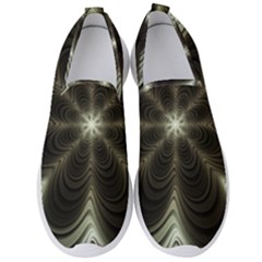 Fractal Silver Waves Texture Men s Slip On Sneakers