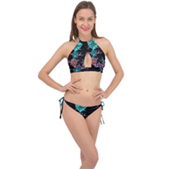 Fractal Colorful Abstract Aesthetic Cross Front Halter Bikini Set