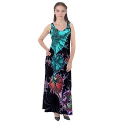 Fractal Colorful Abstract Aesthetic Sleeveless Velour Maxi Dress