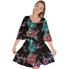 Fractal Colorful Abstract Aesthetic Velour Kimono Dress