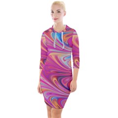 Seamless Digital Tile Texture Quarter Sleeve Hood Bodycon Dress by Pakrebo