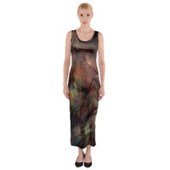 Abstract Fractal Digital Backdrop Fitted Maxi Dress