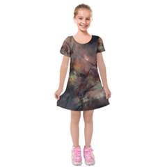 Abstract Fractal Digital Backdrop Kids  Short Sleeve Velvet Dress by Pakrebo