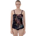 Abstract Fractal Digital Backdrop Twist Front Tankini Set View1