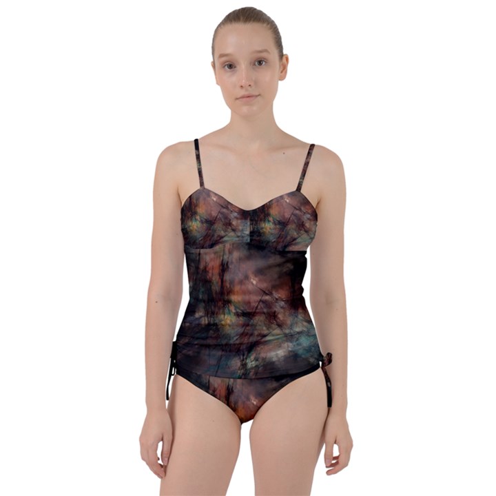 Abstract Fractal Digital Backdrop Sweetheart Tankini Set