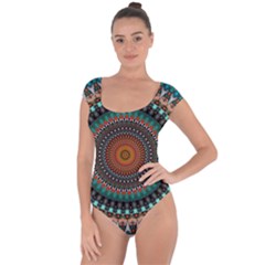 Ornament Circle Picture Colorful Short Sleeve Leotard  by Pakrebo