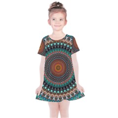 Ornament Circle Picture Colorful Kids  Simple Cotton Dress by Pakrebo