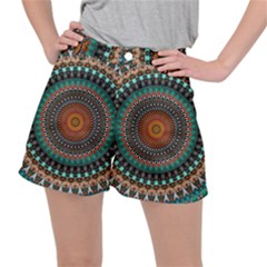 Ornament Circle Picture Colorful Stretch Ripstop Shorts