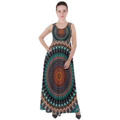 Ornament Circle Picture Colorful Empire Waist Velour Maxi Dress