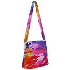 Abstract Art Background Paint Zipper Messenger Bag