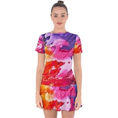 Abstract Art Background Paint Drop Hem Mini Chiffon Dress by Pakrebo