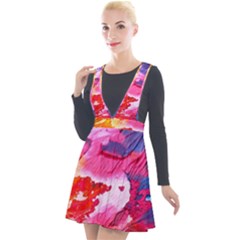 Abstract Art Background Paint Plunge Pinafore Velour Dress