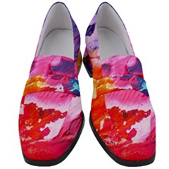 Abstract Art Background Paint Women s Chunky Heel Loafers