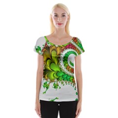 Fractal Abstract Aesthetic Pattern Cap Sleeve Top by Pakrebo