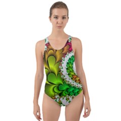 Fractal Abstract Aesthetic Pattern Cut-out Back One Piece Swimsuit by Pakrebo