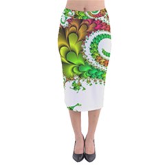 Fractal Abstract Aesthetic Pattern Velvet Midi Pencil Skirt by Pakrebo