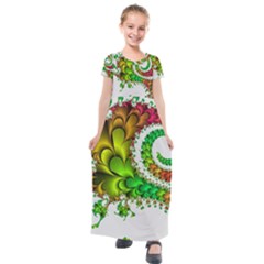 Fractal Abstract Aesthetic Pattern Kids  Short Sleeve Maxi Dress