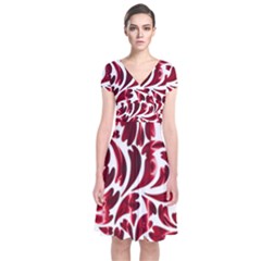 Abstract Geometric Art Fractal Short Sleeve Front Wrap Dress by Pakrebo