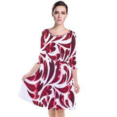 Abstract Geometric Art Fractal Quarter Sleeve Waist Band Dress by Pakrebo