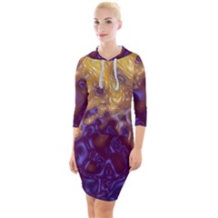 Fractal Rendering Background Quarter Sleeve Hood Bodycon Dress by Pakrebo