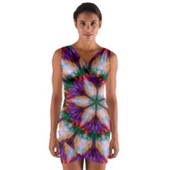 Seamless Abstract Colorful Tile Wrap Front Bodycon Dress by Pakrebo