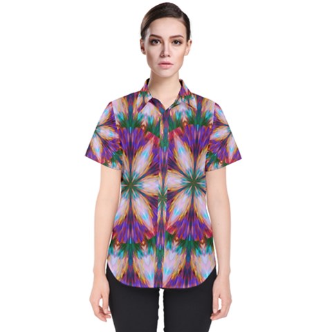 Seamless Abstract Colorful Tile Women s Short Sleeve Shirt by Pakrebo