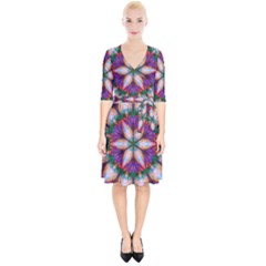 Seamless Abstract Colorful Tile Wrap Up Cocktail Dress by Pakrebo