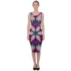 Seamless Abstract Colorful Tile Sleeveless Pencil Dress