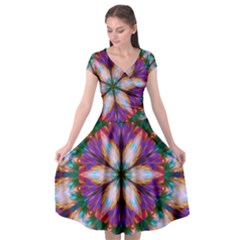 Seamless Abstract Colorful Tile Cap Sleeve Wrap Front Dress by Pakrebo